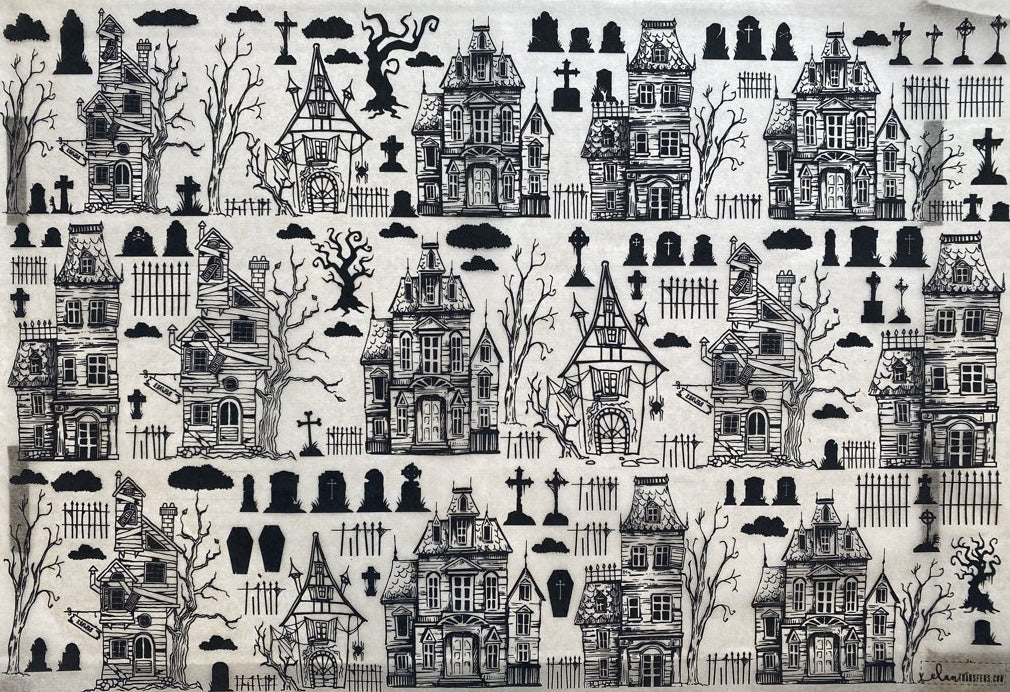 Spooky Houses Underglaze Transfer