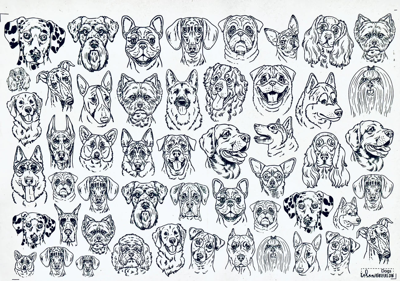 Dogs Underglaze Transfer