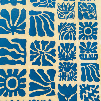 Wood Block Flowers Underglaze Transfer