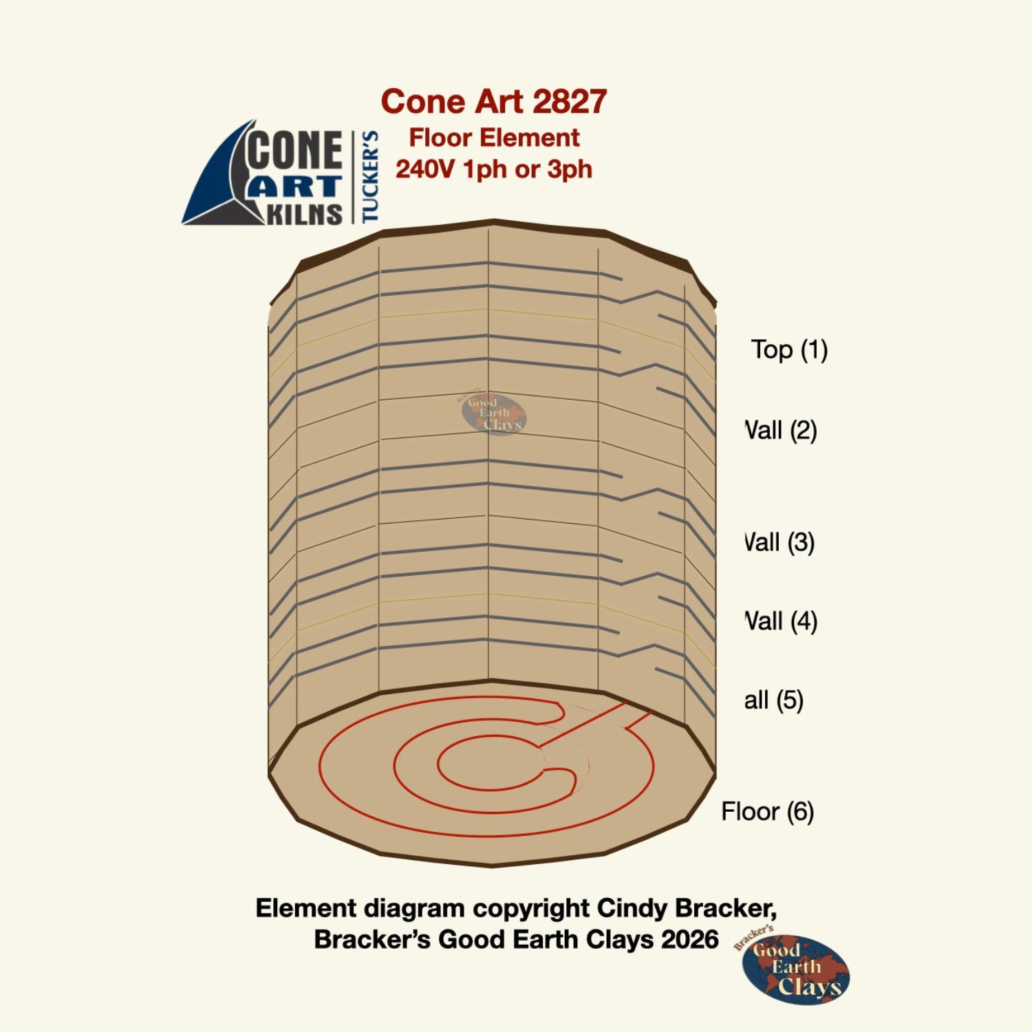 Cone Art Kiln element for ROUND kilns
