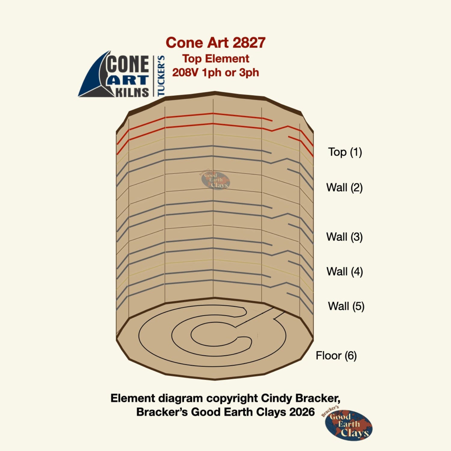 Cone Art Kiln element for ROUND kilns