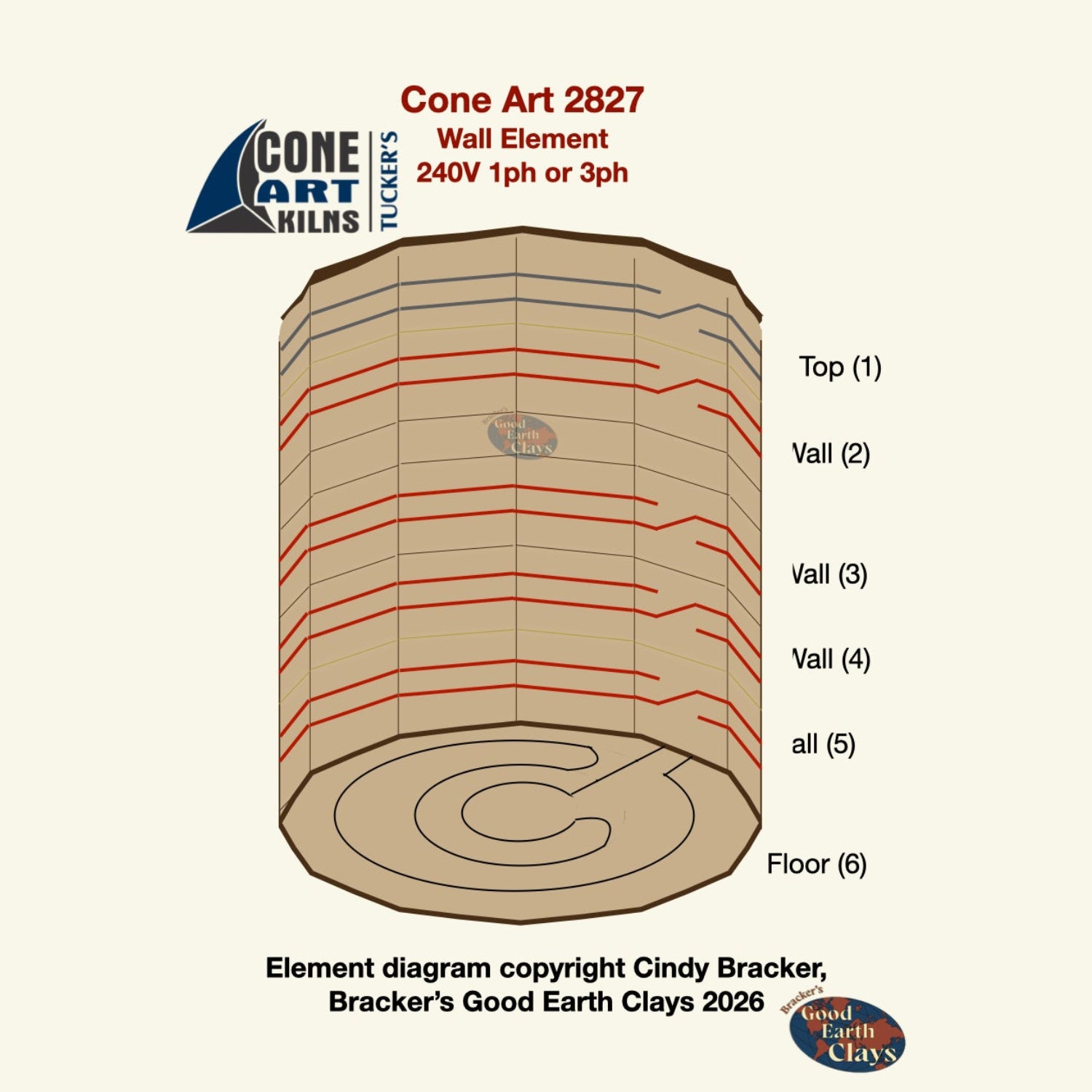 Cone Art Kiln element for ROUND kilns