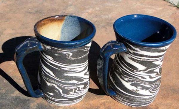 Toadware Beer Steins by Faith Walker Shino over Almost Teal