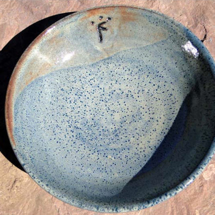 Toadware Bowl by Faith Walker Shino over Almost Teal