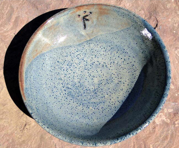 Toadware Bowl by Faith Walker Shino over Almost Teal