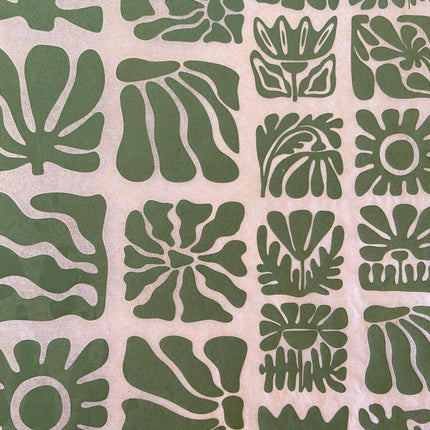 Wood Block Flowers Underglaze Transfer