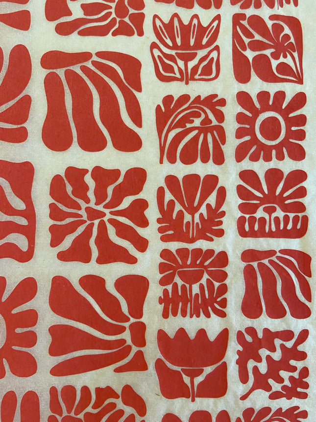 Wood Block Flowers Underglaze Transfer