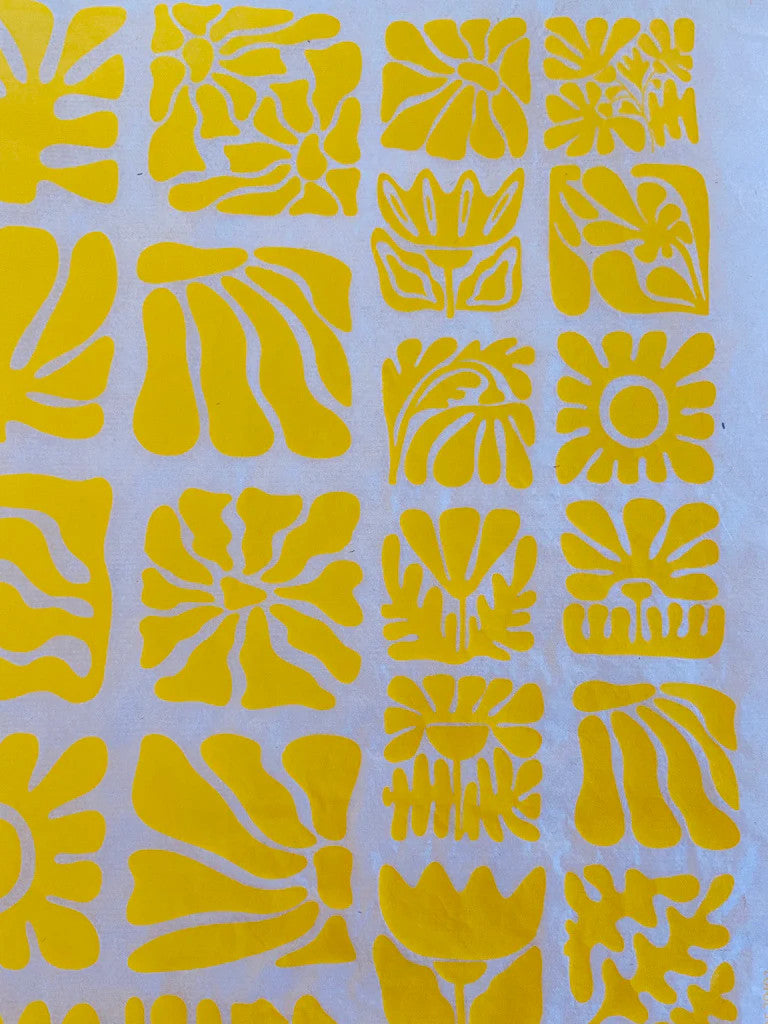 Wood Block Flowers Underglaze Transfer