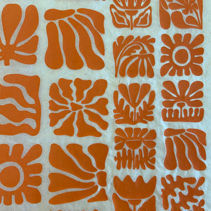 Wood Block Flowers Underglaze Transfer