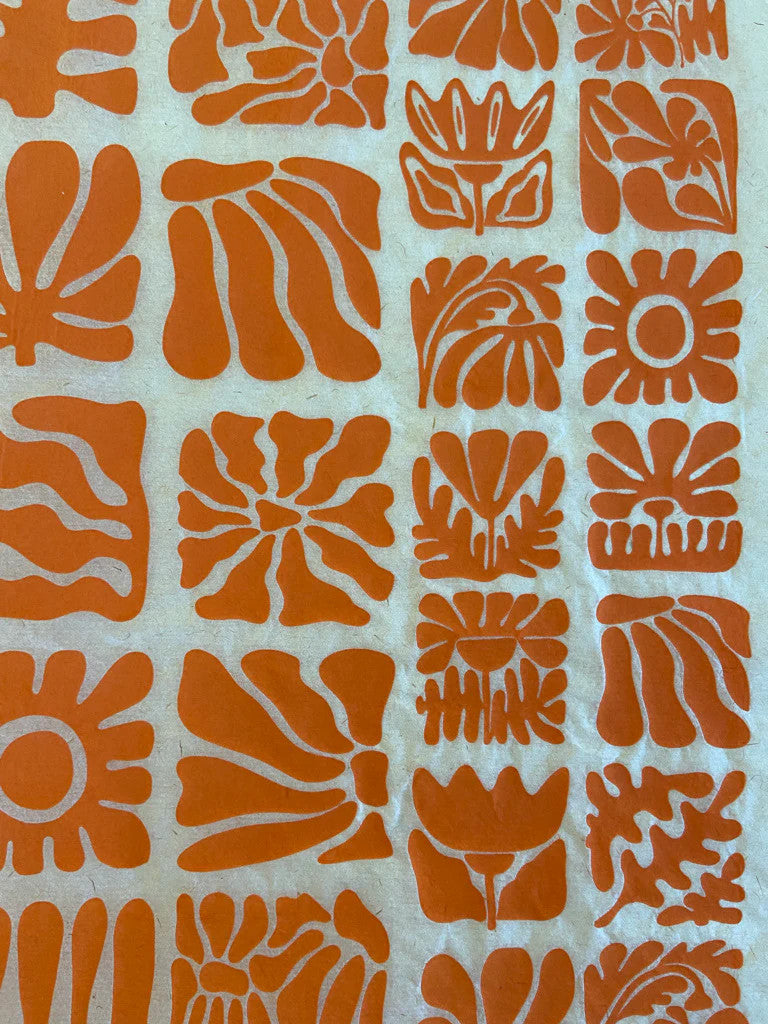 Wood Block Flowers Underglaze Transfer