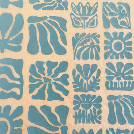 Wood Block Flowers Underglaze Transfer