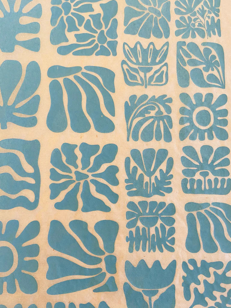 Wood Block Flowers Underglaze Transfer