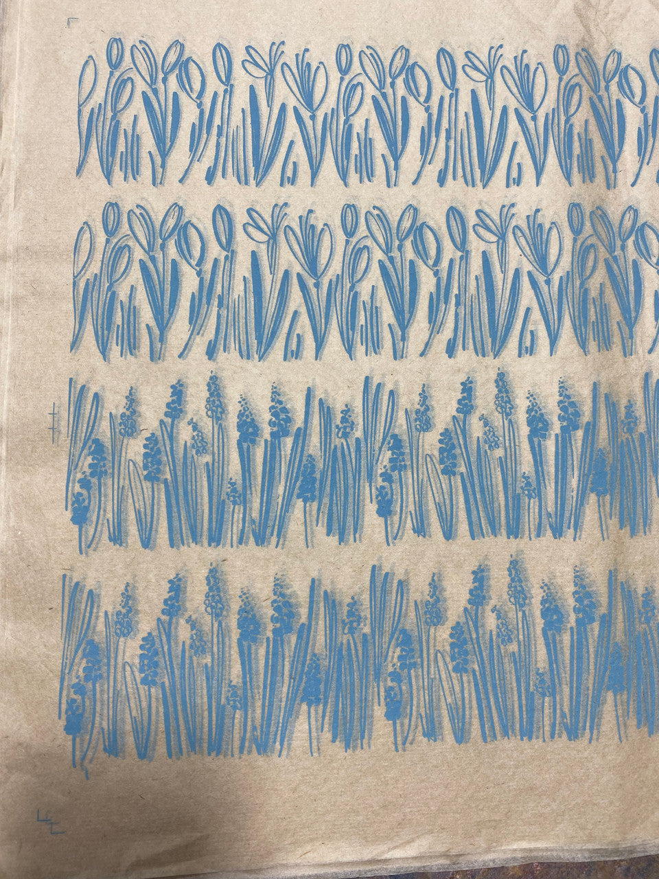 Sketched Flowers Underglaze Transfer