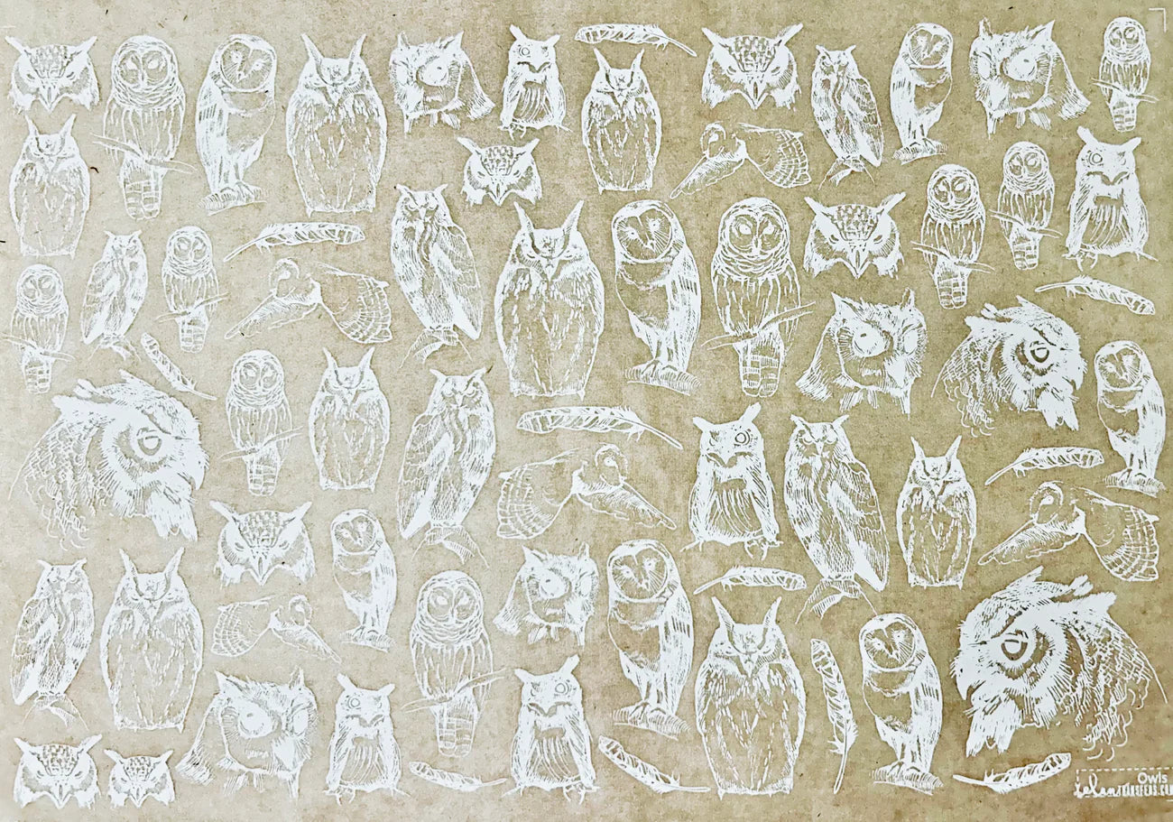 Owls Underglaze Transfer