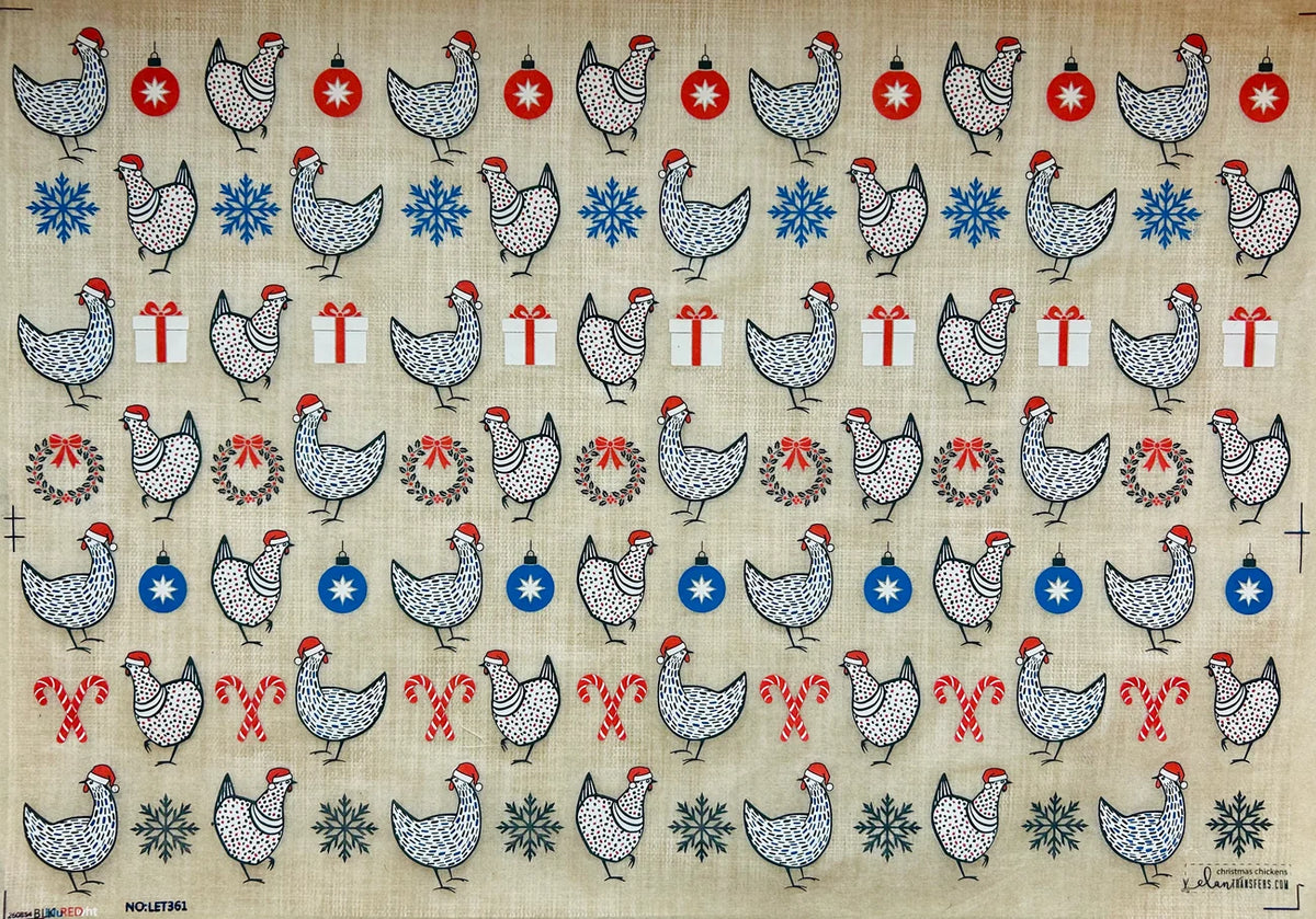 Christmas Chickens Underglaze Transfer