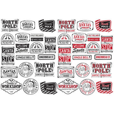 Santa Workshop Sign Underglaze Transfer