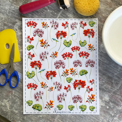 Geraniums Underglaze Transfer