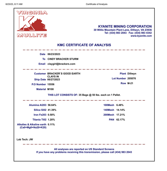 Mullite, 100 mesh