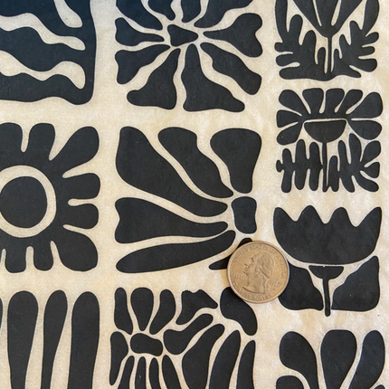 Wood Block Flowers Underglaze Transfer