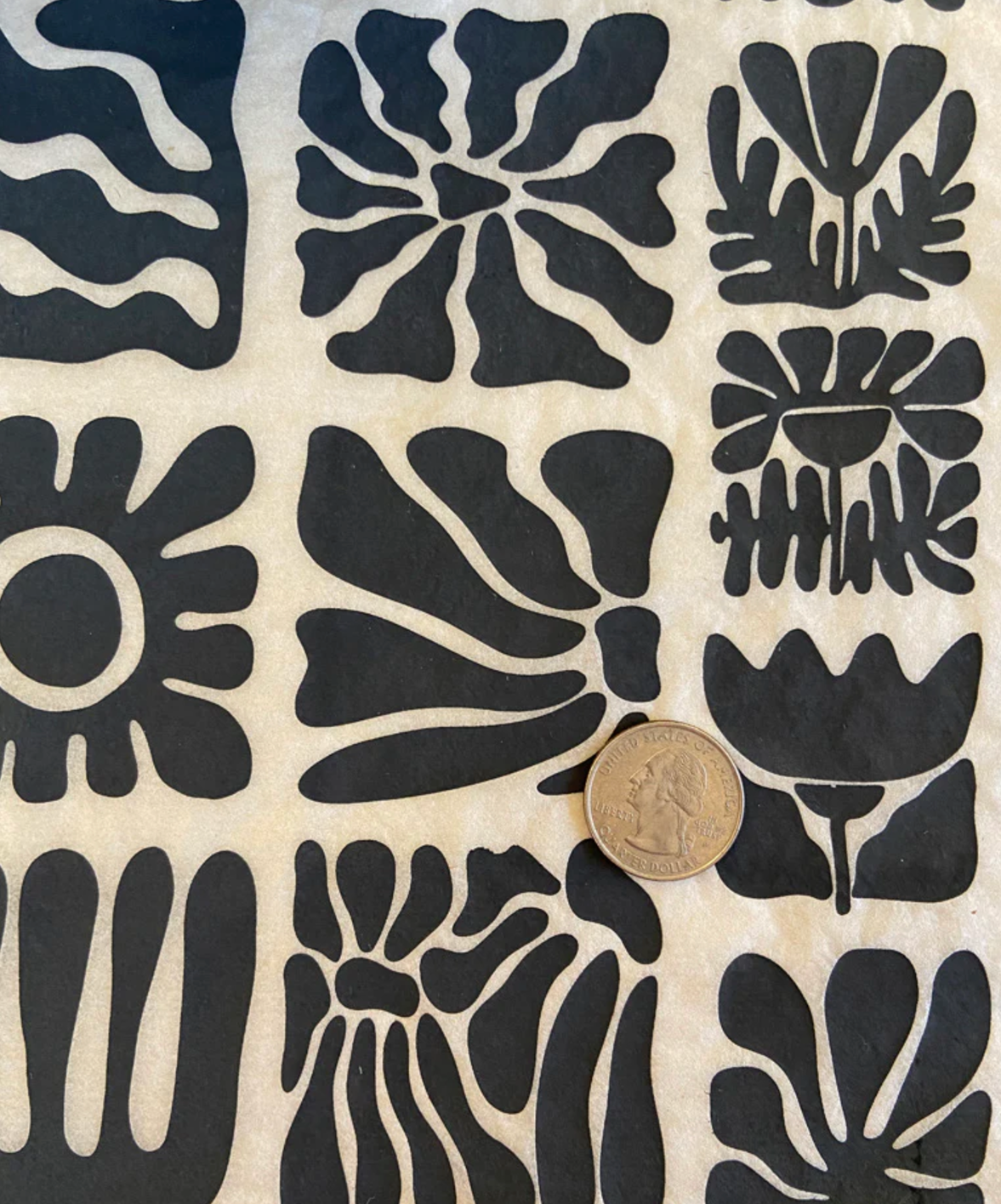 Wood Block Flowers Underglaze Transfer