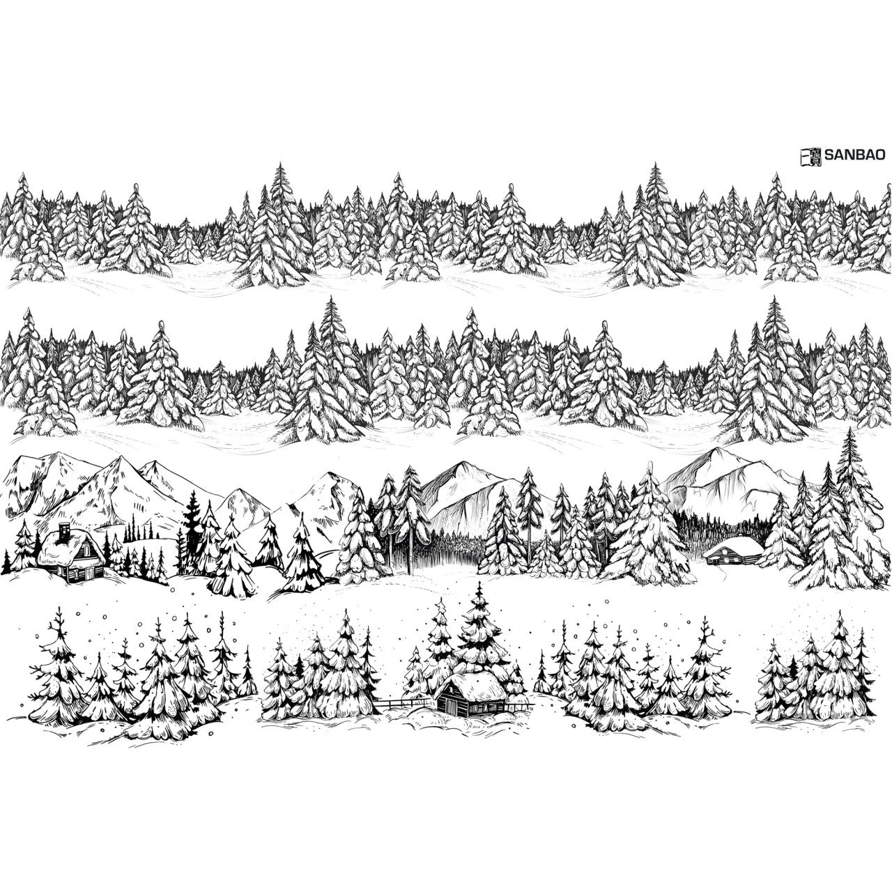 Snow Cabin Underglaze Transfer