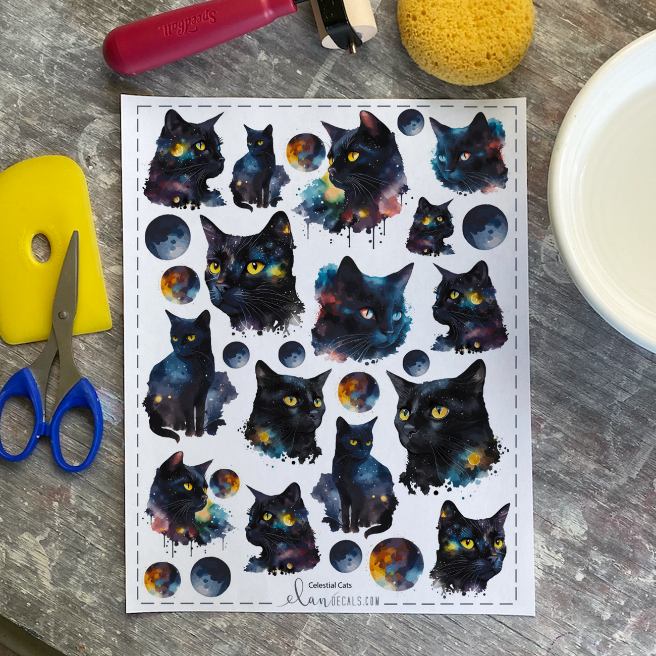 Celestial Cats Overglaze Decal