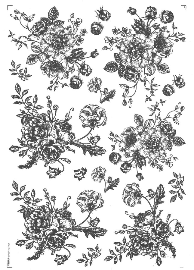 Flower Buds Large Underglaze Transfer