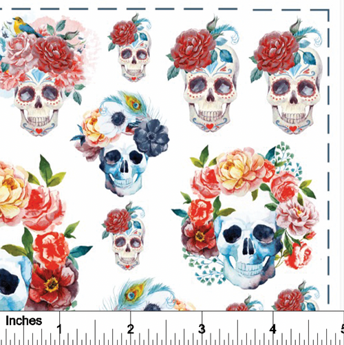 Watercolor Skulls Overglaze Decal