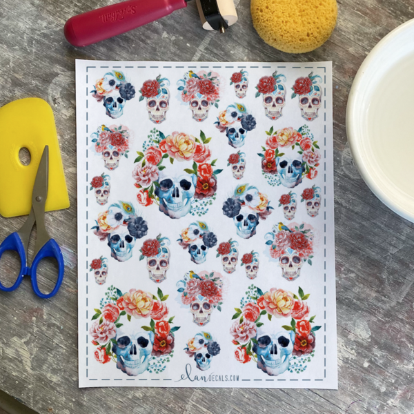 Watercolor Skulls Overglaze Decal